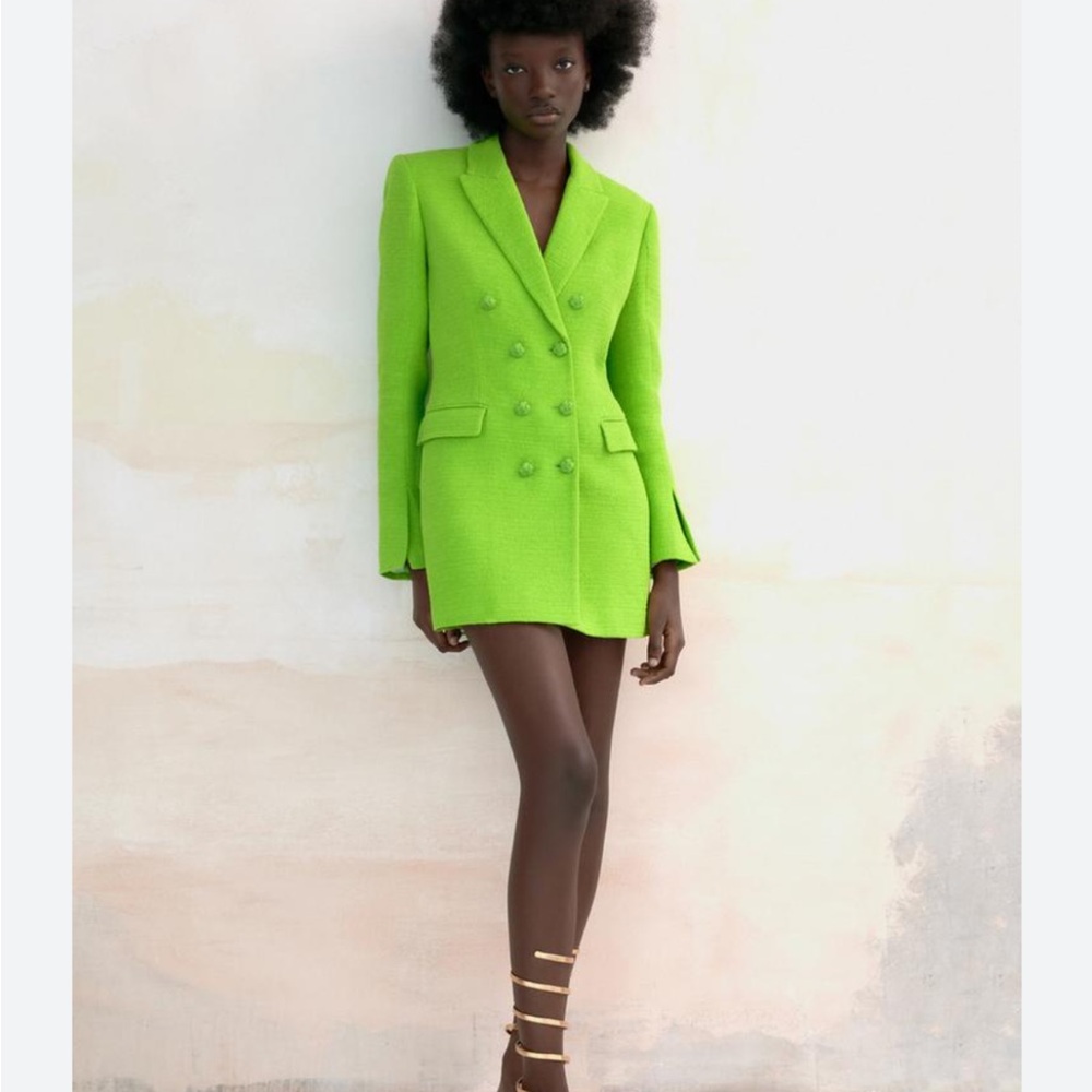 Zara blazer dress in beautiful neon green size XS.